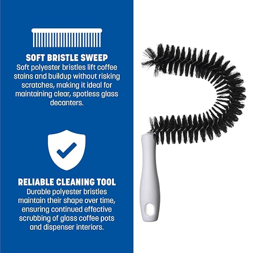SPARTA 4015300 Polyester Curved Brush, Coffee Decanter Brush With Soft Bristles For Commercial Kitchens, 10 Inches, Black, (Pack of 12)