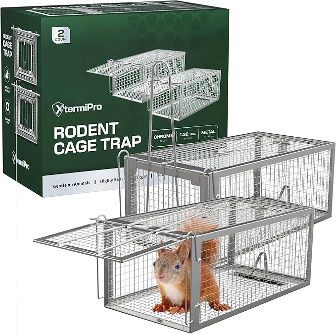 Humane Squirell Trap -2 Pack, Chipmunk and Rat Cages that Work for Home | Catch and Release | Reusable and Durable | No Kill Animal Trap | for Inside Home and Outdoor Use