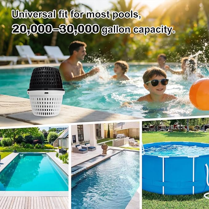 Upgraded Pool Cartridge for 20K–30K Gallon Pools, Typically Completes Transformation Within 24–72 Hours, Lasts up to 6 Months, Black/White