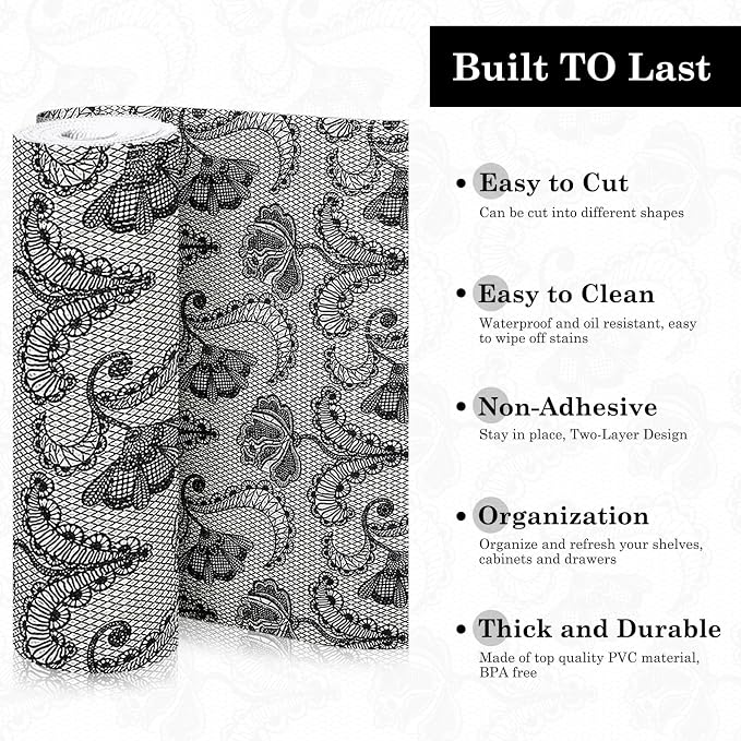 Drawer and Shelf Liner, Non-Slip Kitchen Cabinet Liners Non-Adhesive Thick Strong Grip Waterproof Washable Mats Protect Dresser Shelves Cupboard Bathroom Cabinets, Boho: Floral, 12 in X 20 FT