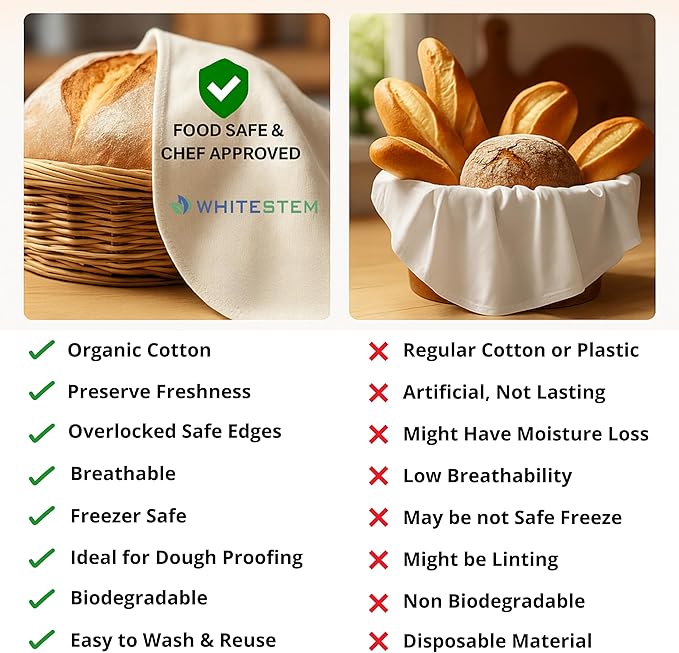 Flour Sack Towels for Bread Dough Proofing – Unbleached, Thick Cotton Baking Cloth for Baguettes, Ciabatta, Pastry – Reusable, 28"x28", 6-Pack