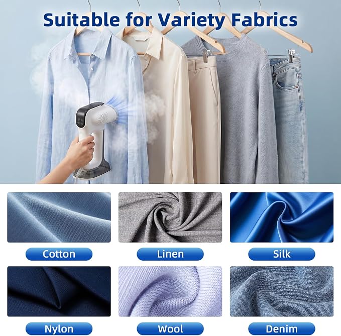 Vacuum Steamer for Clothes, YEJOUMO 3500Pa Strong Suction Garment Steamer 3 in 1 Handheld Travel Steamer & Iron Clothes, 25s Rapid Preheating, 340ML Large Water Tank