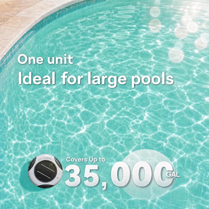AQUASTRONG Solar Pool Care System with 15.8 oz Copper Anode, High-Efficiency 2W Solar Panel for Above Ground & Inground Pools up to 35,000 Gallons, Compatible with Multiple Pool Types