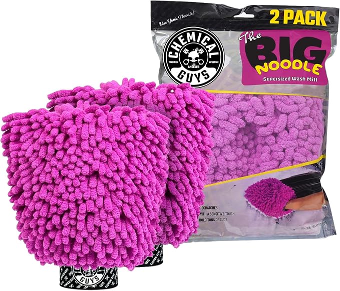 Chemical Guys Big Noodle Supersized Wash Mitt for Car Washing, Ultra-Soft Microfiber Noodles for Scratch-Free Finish on Paint, Glass, and Trim, Safe for Cars, Trucks, and SUVs - 2 Pack