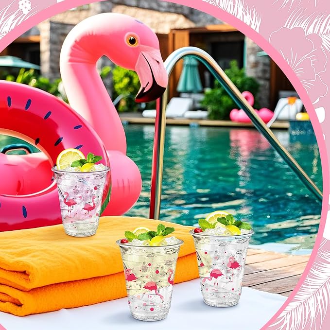Uiifan 50 Pcs Flamingo Cups Bulk Hawaiian Luau Party Favor 12 oz Disposable Plastic Pink Flamingo Cups Summer Tropical Party Supplies for Let's Flamingle Drinking Beverage Bachelorette Bridal Shower
