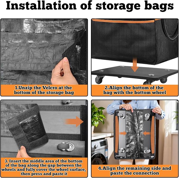 Reusable Grocery Bag on Wheels, 75L Large-Capacity Zippered Roller Tote, Carries Up to 66 LBS, Lightweight for Groceries, Laundry, Moving, Storage