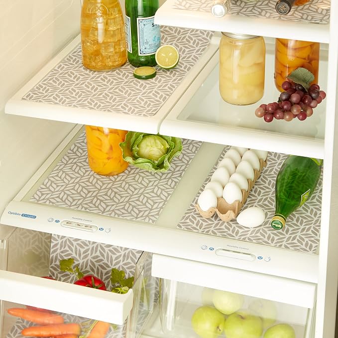 DII Fridge Liner Collection Non-Adhesive, Cut to Fit, 12x24, Stone Abstract Leaf, 6 Piece