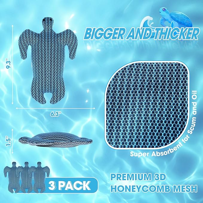 Hot Tub Scum Absorber, Hot Tub Accessories, Spa & Pool Scum Eliminating Balls,Hot Tub Scum Sponge for Hot Tub Oil Absorbing Sponge for Hot Tub Skimmer, Hot Tub Sponge Scum Remover (Turtle)