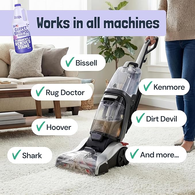Sunny & Honey Heavy Duty Carpet Cleaner Solution for Machines - Powerful Stain and Surface Odor Eliminator For New and Deep-set Pet Messes - For Rugs, Couches and Upholstery (32 Fl Oz, Light Lavender)