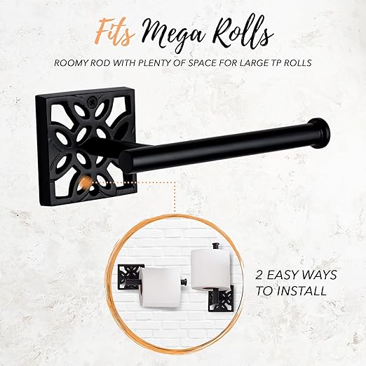 Autumn Alley Matte Black Farmhouse Bathroom Set – 5-Piece Hardware Kit with Towel Ring, TP Holder, Hooks & Metal Step Trash Can with Lid for Rustic, Modern Bathroom Décor