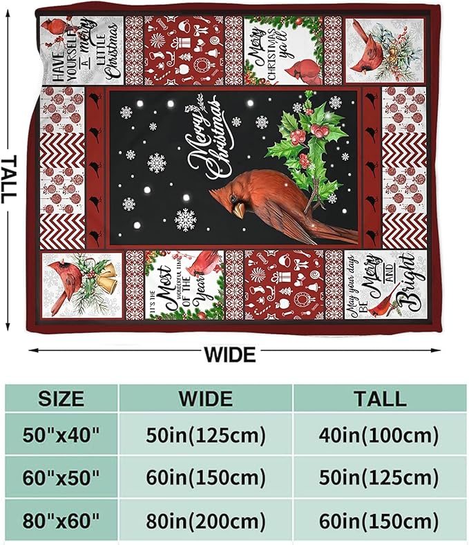 Tijuboni Cardinal Bird Throw Blanket for Girls Boys Women Men Kids Adults Soft Flannel Fleece Blanket for Couch Sofa Bed Home Decor 40"x50"
