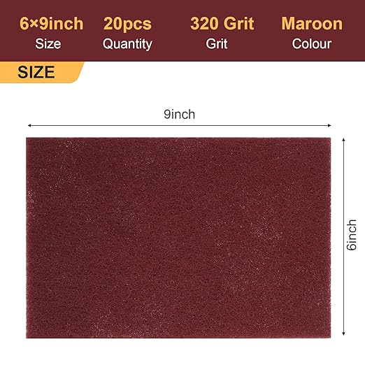 7447 General Purpose Scrub Pad, 20 Pcs Abrasive Scrub Pad, Maroon Brite Pads for Paint Prep, Scuffing, Scouring, Sanding, Adhesion Scratch