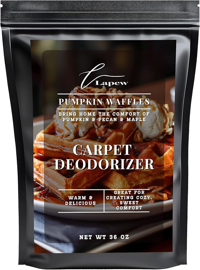 Lapew Pumpkin Waffles Carpet Deodorizer Powder - Pet Safe Freshener for Vacuuming | Scented Odor Eliminator for Home | 36 oz