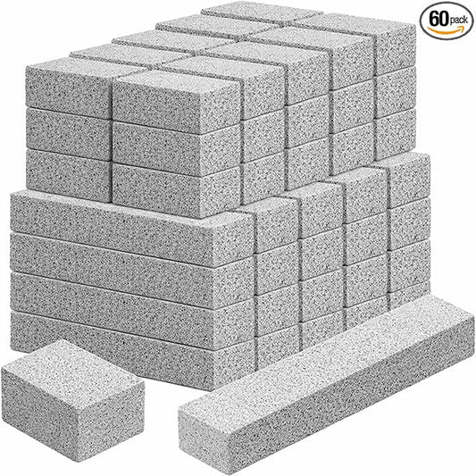 LemonRoad 60 Pack Pumice Stone for Toilet Cleaning Bowl 2 Sizes Scouring Pumice Pad Stick Hard Water Stain Remover Powerfully Clean for Toilet Bathtub Swimming Pool House Grill Sinks Clean Supplies