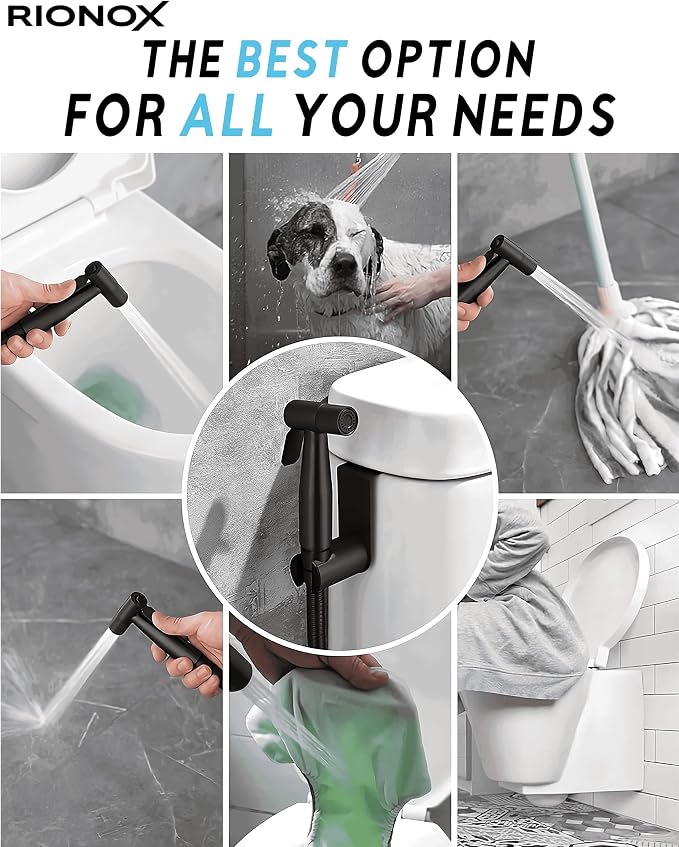 Handheld Bidet Sprayer for Toilet - Adjustable Water Pressure Jet, Bidet Attachment for Toilet, Easy Installation, Quality Stainless Steel, Durable Internals, Leakproof Design (Matte Black)