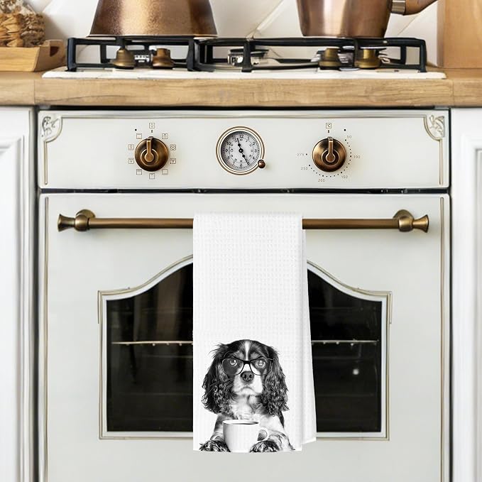 Funny Springer Spaniel Kitchen Towels, Dog Kitchen Accessories, Dog Chef Gifts for Women Decorative Hand Towels for Kitchen Decor, Coffee Lovers Gifts Dish Tea Towel, 16x24 Inch