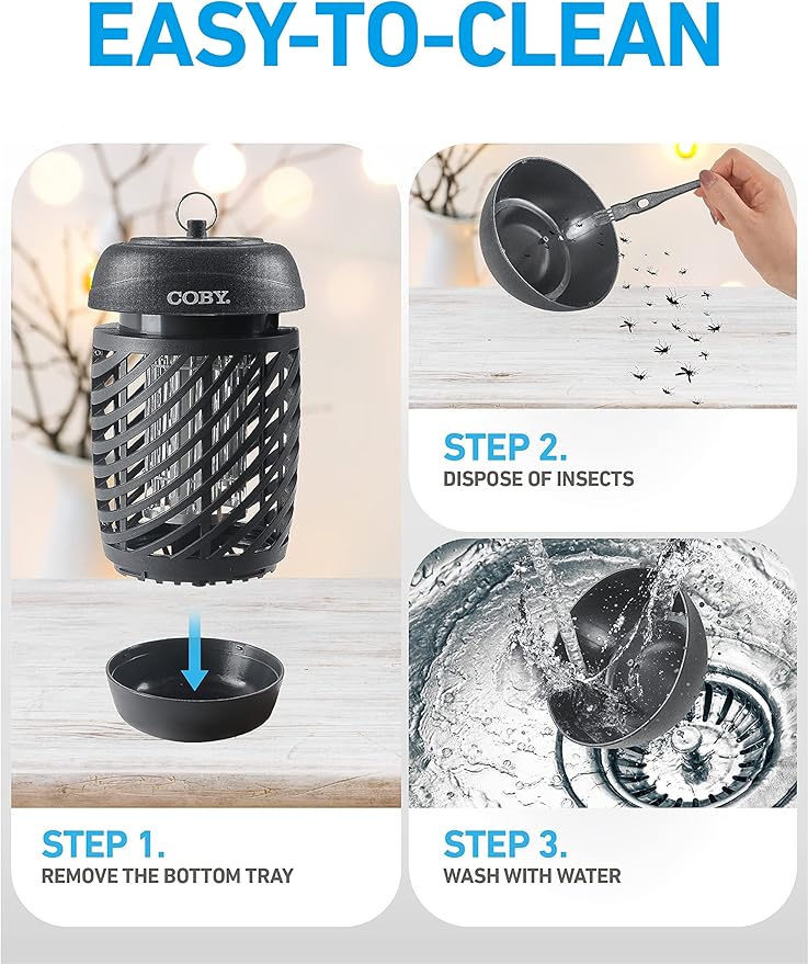 Coby Bug Zapper for Outdoor & Indoor, 10W, Covers 800 Sq. Feet, Non-Toxic, Chemical-Free, Black (CBZ1J6)