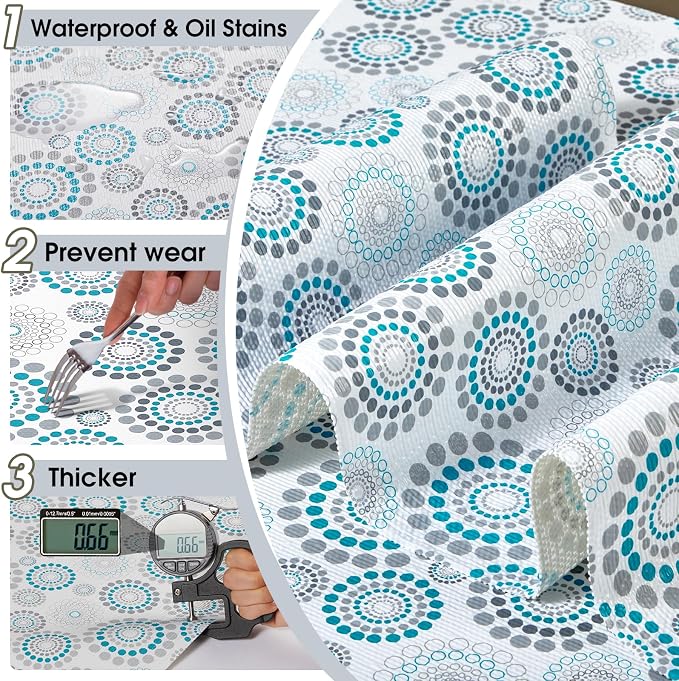 Drawer and Shelf Liner, Non-Slip Kitchen Cabinet Liners Non-Adhesive Thick Strong Grip Waterproof Washable Mats Protect Dresser Shelves Cupboard Bathroom Cabinets, Spiral, 12 in X 30 FT