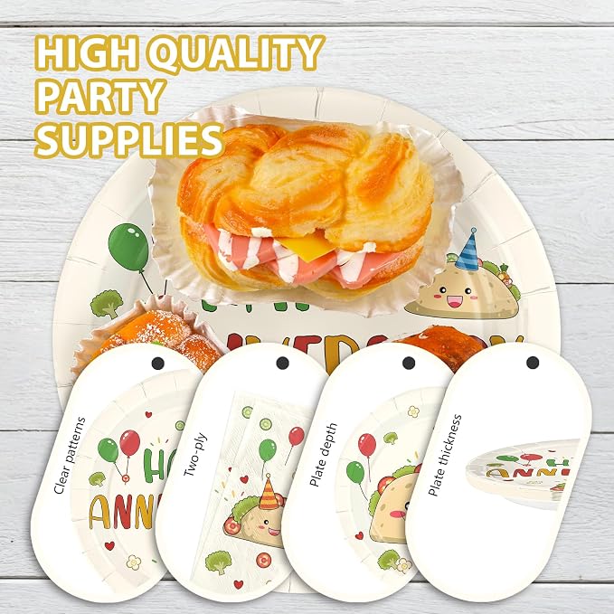 96Pcs Taco Anniversary Party Decorations Taco Bout Love Plates and Napkins Mexican Fiesta Decorations for Wedding Bridal Shower Engagement Anniversary Cinco De Mayo Party Supplies Serves 24