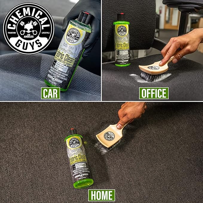 Chemical Guys CWS203 Foaming Citrus Fabric Clean Carpet & Upholstery Cleaner (Works on Car Carpets, Seats, Floor Mats & More), 128 fl oz (1 Gal) + ACCG25 Induro 7 Heavy Duty Brush (2 Items)