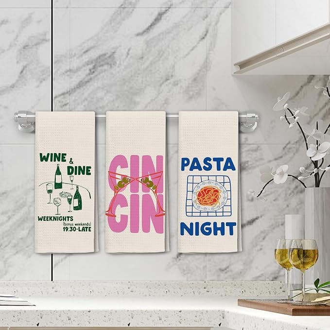Italian Kitchen Towels Set 3, Italian Kitchen Decor, Bar Towels for Kitchen Bartender, Retro Dish Towels for Hand Towels for Kitchen, Aesthetic Kitchen Decor, 16x24 Inch