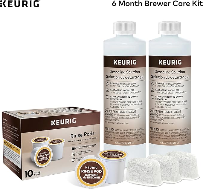 Keurig 6-Month Brewer Maintenance Care Kit, Includes Descaling Solution, Rinse Pods, & Water Filter Cartridges, Works with all K-Cup Pod Coffee Makers
