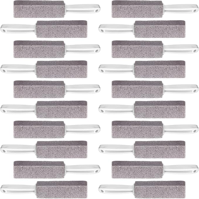 Vesici 20 Pieces Pumice Cleaning Stone with Extra Long Handle Pumice Stone Toilet Bowl Cleaner for Toilet, Bathtubs, Sinks, Swimming Pool, Grills, Kitchen, Household Cleaning