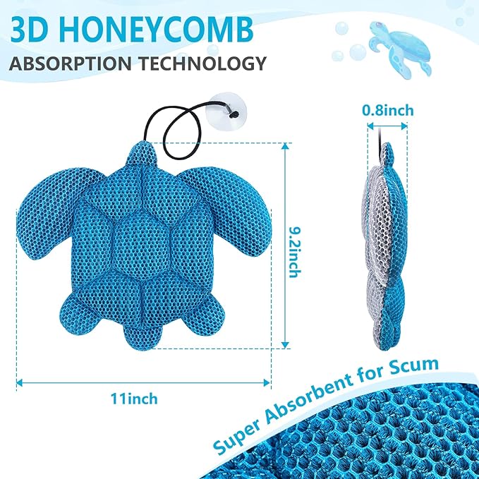 Hot Tub Scum Absorber Turtle, 2PCS Reusable Hot Tub Oil Absorbing Floating Sponges for Spa/Pool, Hot Tub Scum Sponge Accessories to Soak Up Oils & Keep Water Clean
