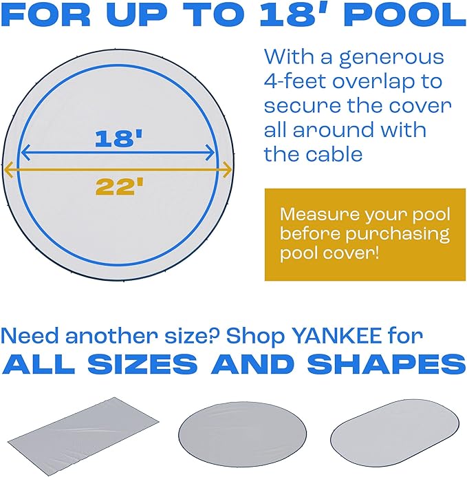 Yankee Pool Leaf Net Cover for 18 Ft. Above-Ground Round Pool - Heavy-Duty 0.15”, Net to Protect from Leaves, Debris | Leaf Catcher to Prevent Clogging