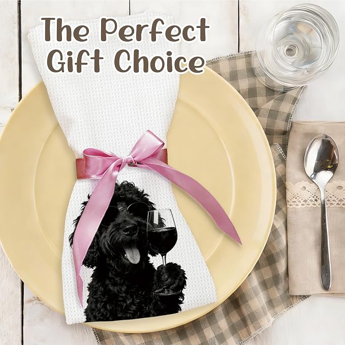Funny Goldendoodle Kitchen Towels Set of 2, Dog Kitchen Bar Accessories, Dog Chef Gifts for Women Decorative Hand Towels for Kitchen Decor, Goldendoodle Lovers Gifts Tea Towel, 16x24 Inch