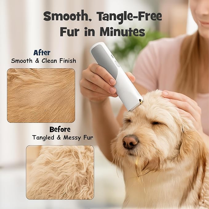 Dog Grooming Vacuum - Pet Hair Trimmer, Dog Hair Clippers with 7 Attachments - All-in-One Pet Grooming Kit with 3-Level Suction and Speed Settings with Temperature Control Protection