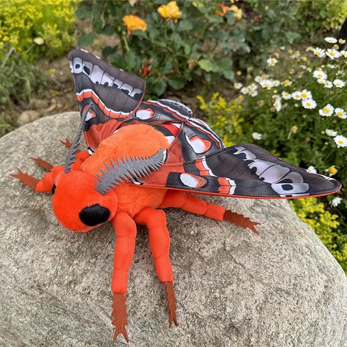 Cecropia Moth Plush Toy, Giant Robin Moth Stuffed Animals 26in, Realistic Soft Big Moth Plushie Model Toy, Unique Plush Gift Collection for Kids