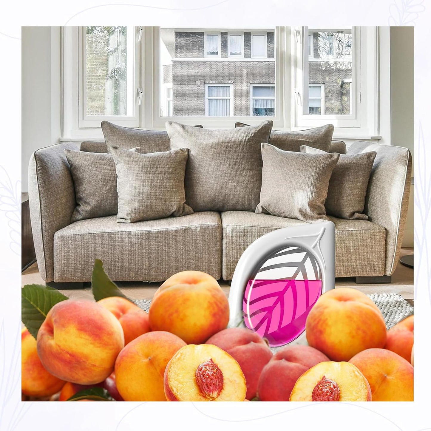 Air Freshener for Home, 4 Pack, Peach, Odor Eliminator for Small Area Closets Bathroom Pets Strong Odor, Up to 120 Days