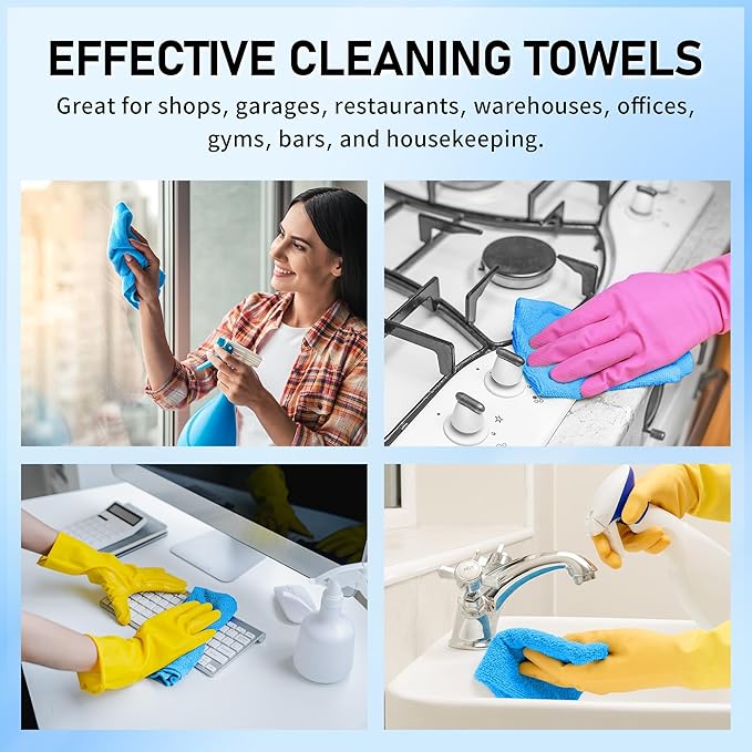 12 Pack 25''*15'' Microfiber Bathroom Hand Towels, with Microfiber Towel Roll, 75 Pack Tear Away Cleaning Towels, Reusable Microfiber Cleaning Cloths.