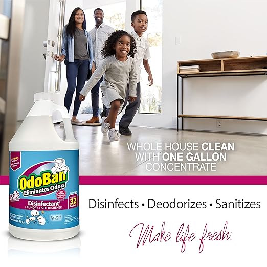 OdoBan Disinfectant Concentrate and Odor Eliminator, Made in the USA, Cotton Breeze Scent, 4 Gallons