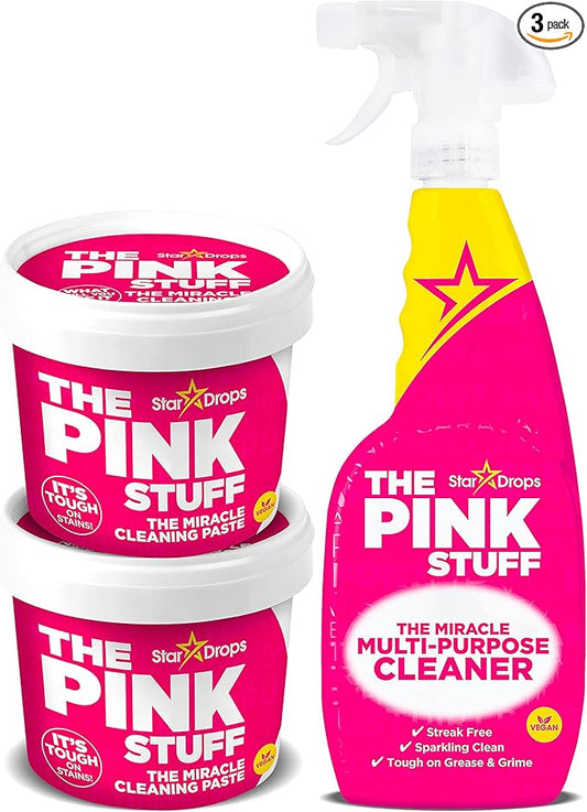 Stardrops - The Pink Stuff - The Miracle Cleaning Paste and Multi-Purpose Spray Bundle (2 Cleaning Paste, 1 Multi-Purpose Spray)