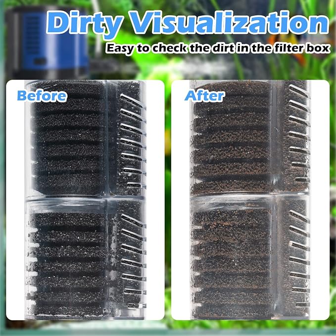 Aquarium Filter Powerful 260GPH for 35-75 Gallon Fish Tank Small Pond Fountain, Wave-maker Submersible Water Pump Turtle Tank Filter for Saltwater & Freshwater System