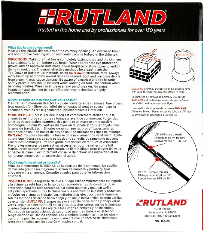 Rutland Products 16508 8-Inch Square Chimney Cleaning Brush