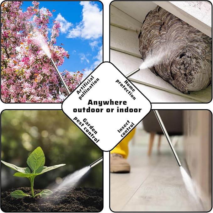 LURKA Electric Diatomaceous Earth Duster – Cordless Powder Duster with 500ML Bottle, 5.9" Stainless Steel Nozzle, 3-Speed Rechargeable Sprayer with Measuring Scoop & Silicone Funnel for Garden Use