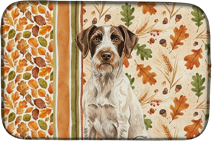 Caroline's Treasures Liver and White German Wirehaired Pointer Heirloom Fall Dish Drying Mat Absorbent Dish Drying Mat Pad for Kitchen Counter Dish Drainer Mat for Countertop, 14 x 21", Multicolor