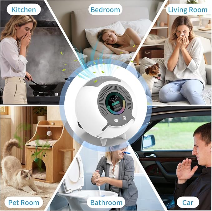 Filterless Air Purifier for Pets – Small Portable Water Ion Air Ionizer for Pet Odors, Smell & Smoke, Quiet Pet Odor Eliminator Air Purifier for Small Spaces Bedroom Bathroom Car, White