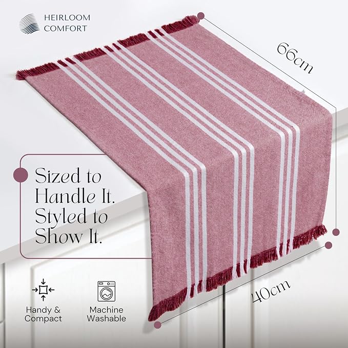 Monochrome Stripe Kitchen Towels 12 Pack, 100% Cotton, 16"x26", Absorbent & Quick Dry, Washable Dish Towels for Drying Dishes & Wiping Counters, Reusable, Easy Care, Burgundy Wine