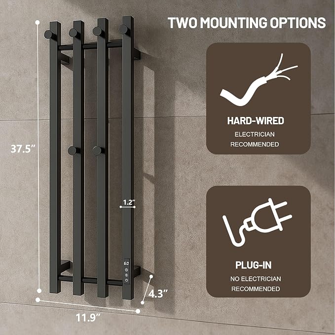 Paraheeter Towel Warmer, Towel Warmer Rack, Heated Towel Racks for Bathroom, Towel Heater, Towel Dryer, Wall Mounted, CSA Certified