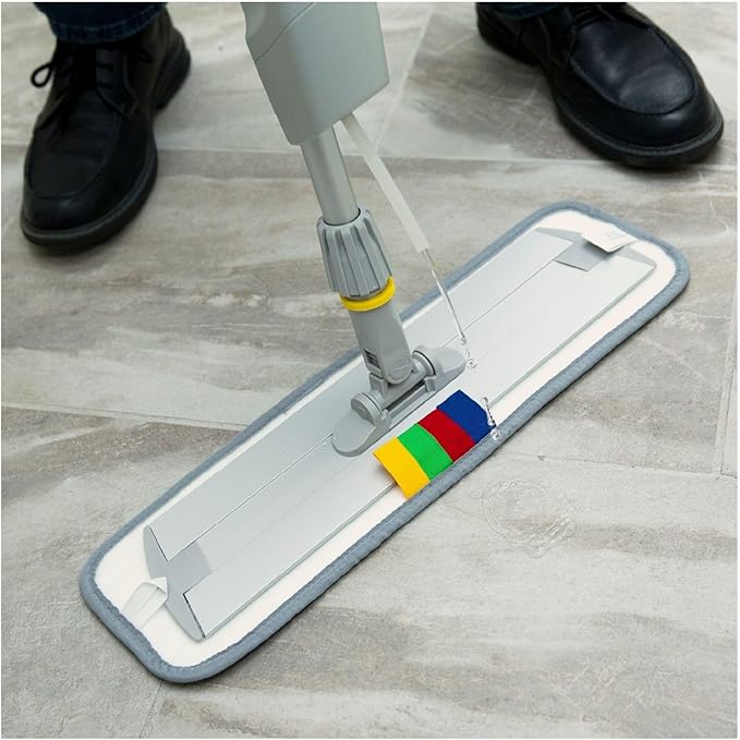 Boardwalk Bucketless Microfiber Mop System, 5 x 18 Blue Microfiber Head, 59" Gray Aluminum/Polypropylene Handle