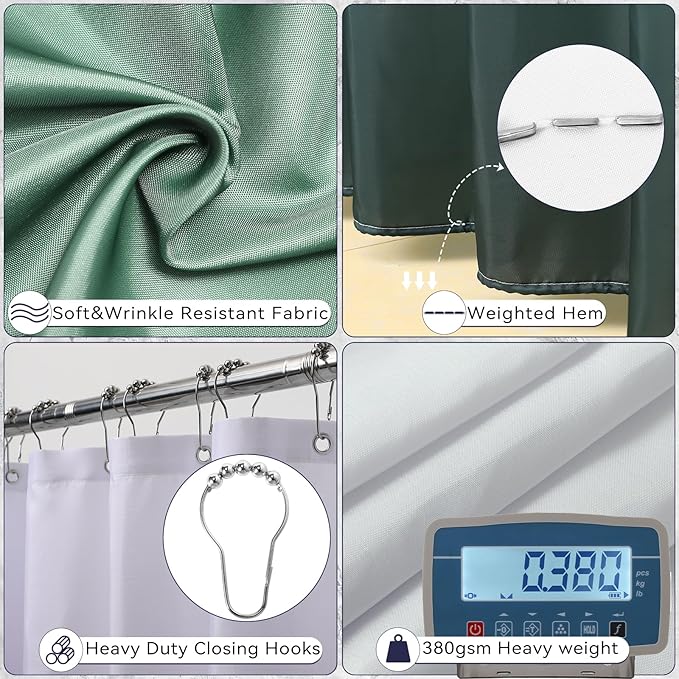 XLHOMO Dark Green Bathroom Set - Green Bathroom Accessories Set, 24PCS Bathroom Accessory Set with Shower Curtain, Bath Towels, Trash Can, Soap Dispenser, Green Bathroom Accessories for Home