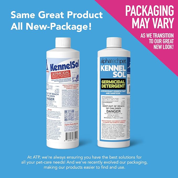 KennelSol Dog Crate Cleaner & Disinfectant for Kennels, Cages, Floors, Litter Boxes & Hard Surfaces | EPA-Registered, Kills Bacteria & Viruses, Parvo Disinfectant | 16 Fl Oz