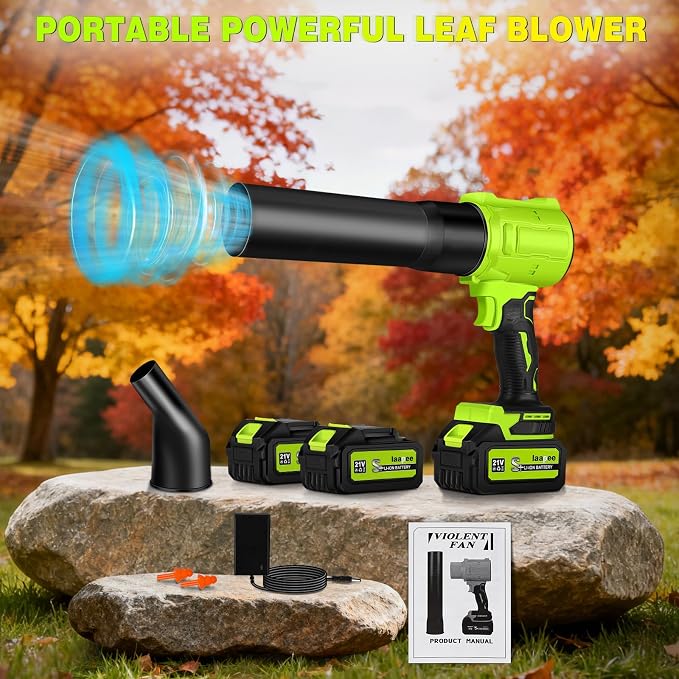 Cordless Leaf Blower, 800,000 RPM Handheld Portable Leaf Blowers with 2 X 4.0Ah Batteries, High-Speed Turbo Jet Blower Lightweight for Cleaning Yard, Patio,Leaves, Dust