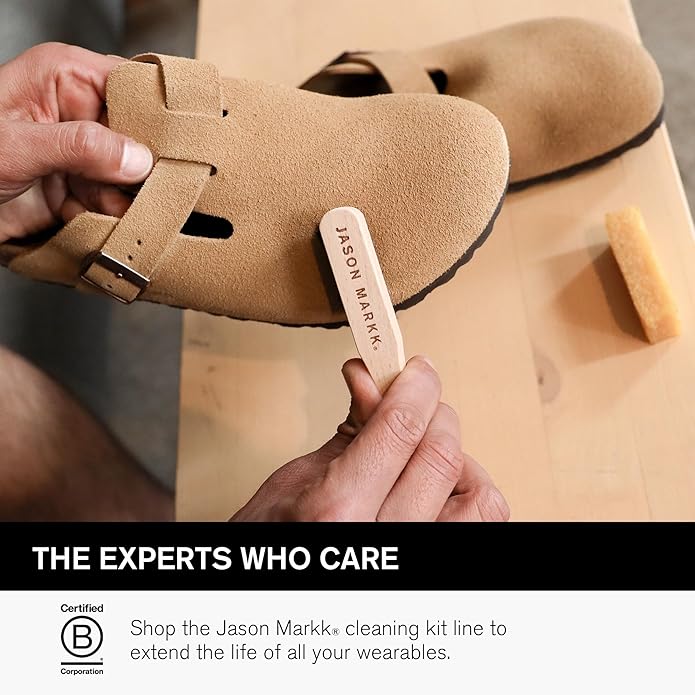 Jason Markk Suede Essentials Bundle, 4-Piece Shoe & Sneaker Care Set, 4oz Deep Cleaning Solution, Two Brushes, & Suede Stain Eraser, Safe for Leather, Nubuck, Cotton, Knits, and More