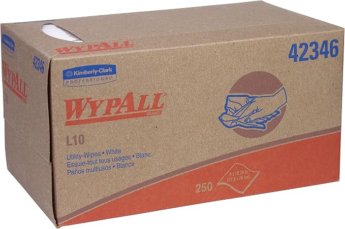 WypAll 42346 L10 Single Fold Wipers, 1-Ply, 250 Sheets/Box
