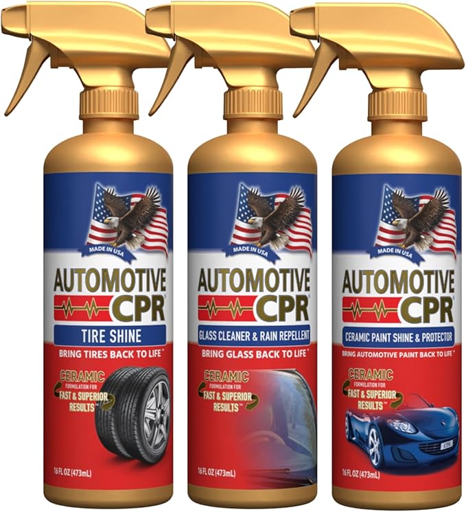 Exterior Bundle - Ceramic Paint Shine & Protector, Glass Cleaner & Rain Repellent, Tire Shine